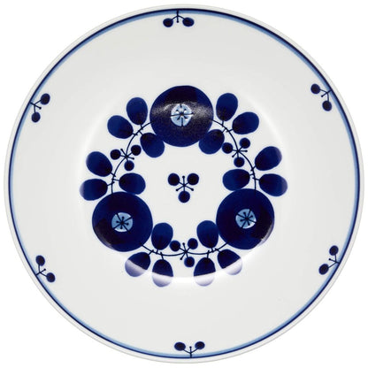 Hakusan Porcelain Free Dish in Blue Bloom Bouquet, Approximately 20x4cm, Made in Japan, Hasami Yaki Quality - Perfect for Serving and Displaying Your Favorite Dishes