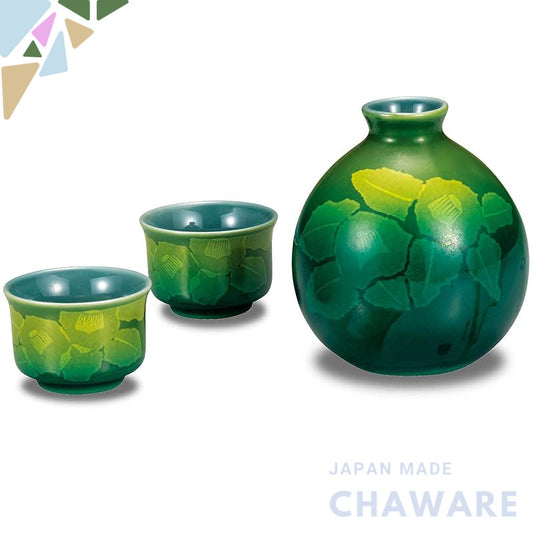 Stylish Kutani Glazed Sake Set with Fine Ochoko Sipper and Tokkuri Carafe, Premium Japanese Tableware, Perfect for Birth