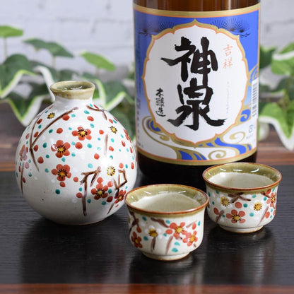Stylish Kutani Ware Sake Cup and Tokkuri Set - Premium Japanese Tableware for Sipping Sake, Perfect Gift for Birthdays, Milestones, and Celebrations. Ideal for Traditional Japanese Dining Experience.