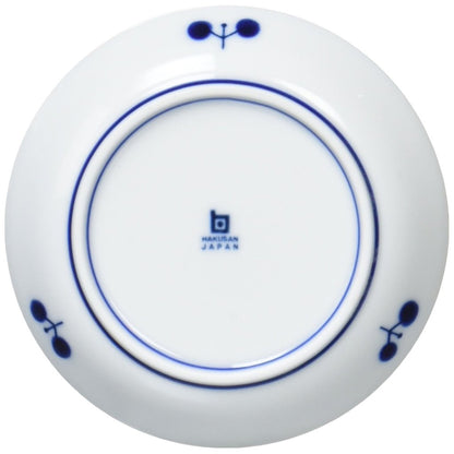 Blue Floral Wreath Plate by Hakusan Porcelain, 11cm Diameter, Made in Japan, Hasami Ware, Perfect for Serving and Displaying, Ideal for Home Decor and Dining Essentials.