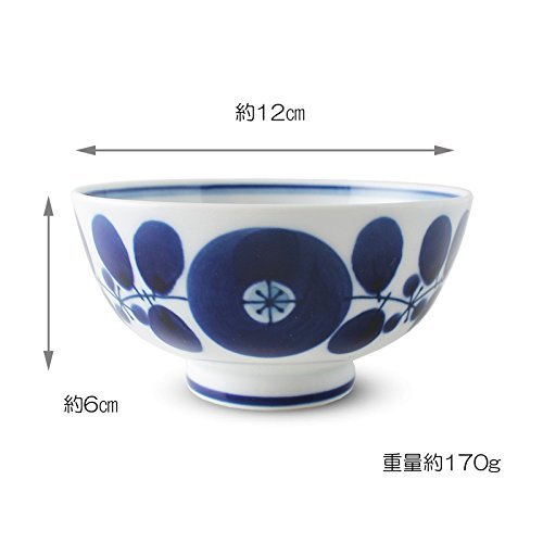 Hakusan Porcelain Bloom Design Blue Tea Bowl (Approx.) φ12×6cm, Made in Japan, Hasami Ware, Ideal for Japanese Tea Experience