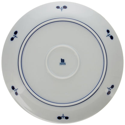 Hakusan Porcelain Blue Bloom Wreath Plate M, Approximately 19.5cm, Hasami Ware, Made in Japan - Perfect for Elegant Dining and Decor.