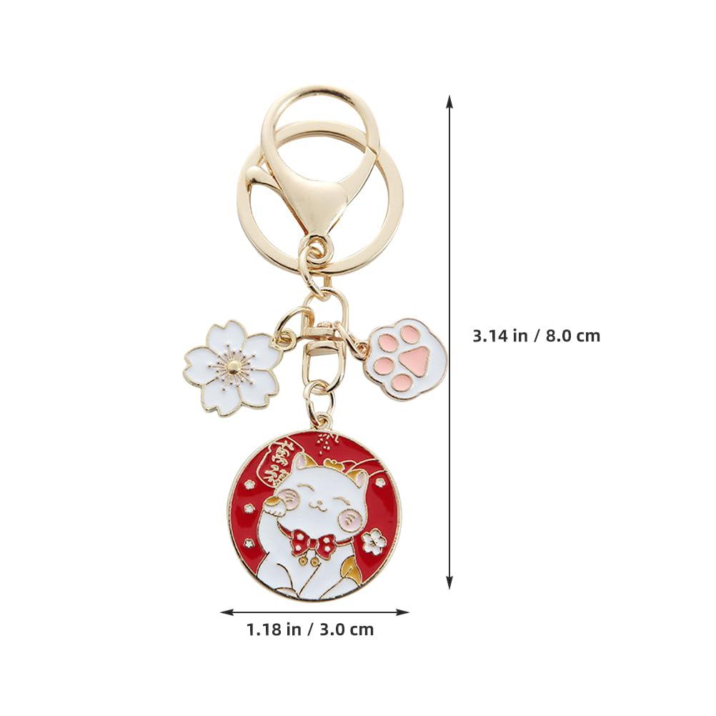 MUCKLILY 6-Piece Lucky Cat Keychain Set - Durable Metal Keyrings with Charming Design for Bags and Keys