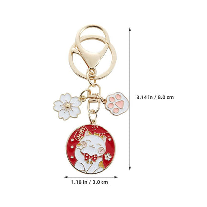 MUCKLILY 6-Piece Lucky Cat Keychain Set - Durable Metal Keyrings with Charming Design for Bags and Keys