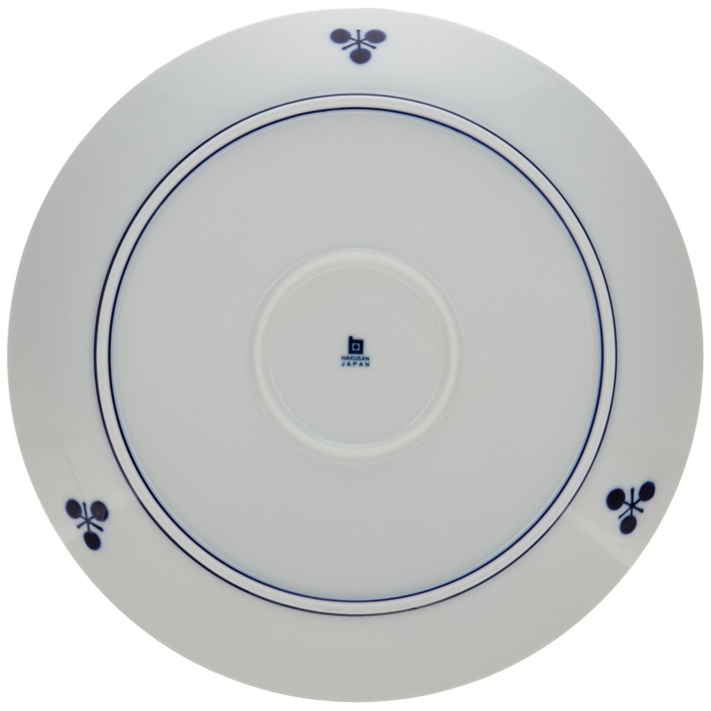 Haku-san Porcelain Large Plate, Blue Bloom Bouquet Design, Approximately 23.5cm Diameter, Made in Hasami, Japan, Ideal for Tableware and Decorative Use.
