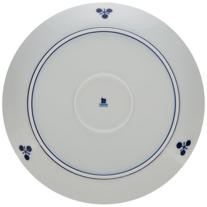 Haku-san Porcelain Large Plate, Blue Bloom Bouquet Design, Approximately 23.5cm Diameter, Made in Hasami, Japan, Ideal for Tableware and Decorative Use.