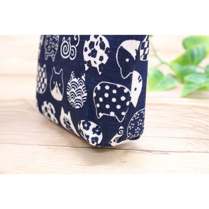 Kyosuke Japanese Mini Pouch in Navy Cat Design
