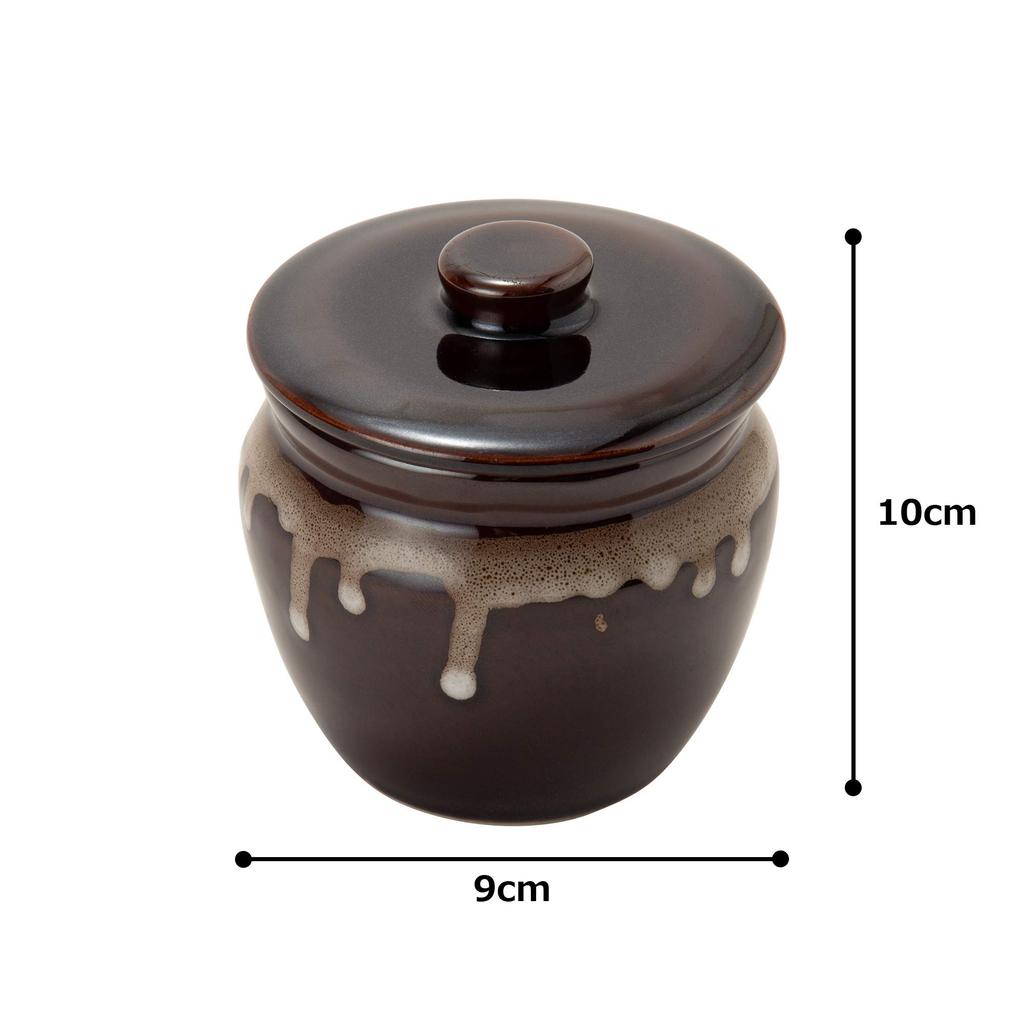 TAMAKI Mini Amber Storage Jar 240ml - Mini Kame Jar 8.8×9.5cm Made in Japan T-534946