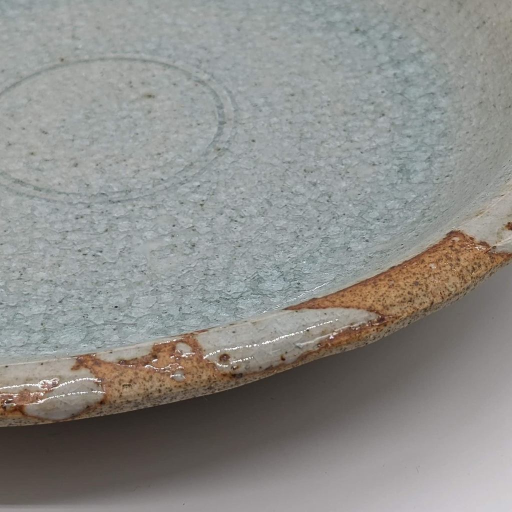 Utsuwa Roan Seto-yaki Shinsen 25cm Curry & Pasta Plate Iga Ash Glaze Gray Made in Japan