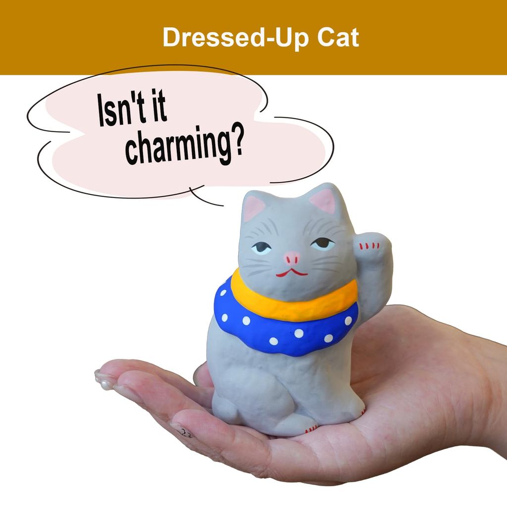 COTONOHA Seto-Yaki Maneki Neko Ceramic Lucky Cat Figurine – Handmade Japanese Shelf Ornament, 9.4 cm (White)