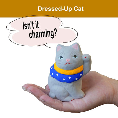 COTONOHA Seto-Yaki Maneki Neko Ceramic Lucky Cat Figurine – Handmade Japanese Shelf Ornament, 9.4 cm (White)