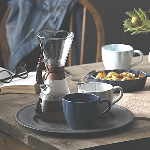 Matte flower-shaped 360ml mug, light-blue Mizuhada Seto-yaki pottery, Made in Japan Renewed 2025