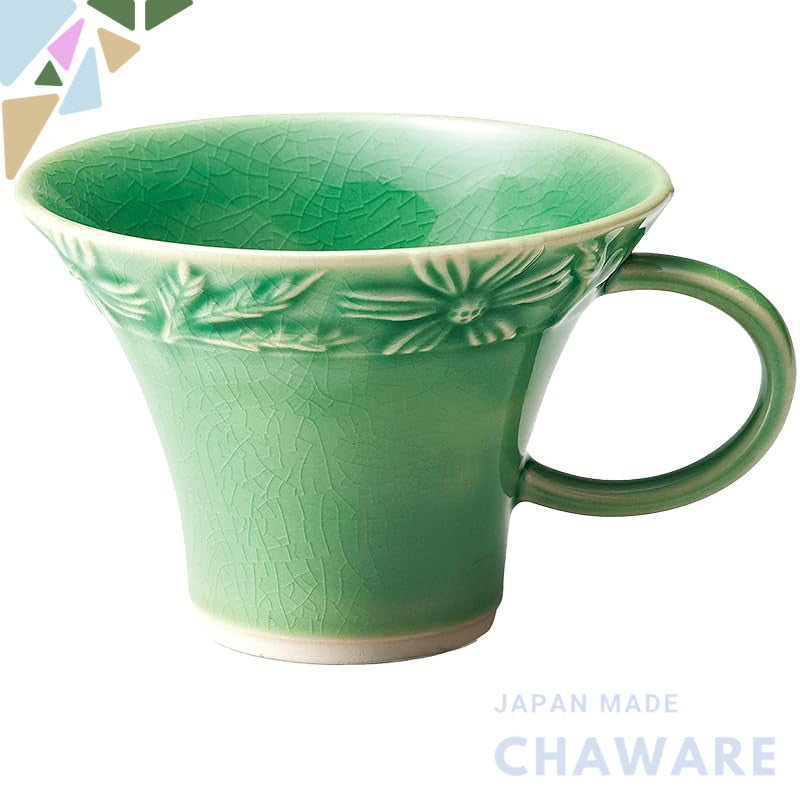 aito Marguerite Seto Ceramic Coffee & Tea Cup 230ml – Microwave & Dishwasher Safe Floral Relief, Made in Japan