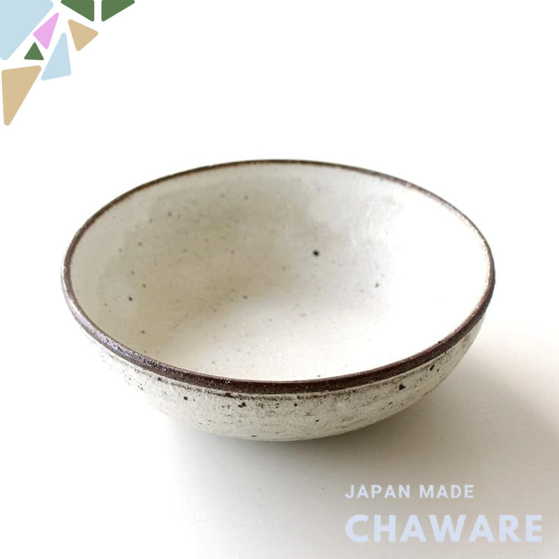 Kohiki Shallow Ceramic Japanese Bowl Plate Seto-yaki Mid-Size Multi-Use Porcelain Bowl Made in Japan