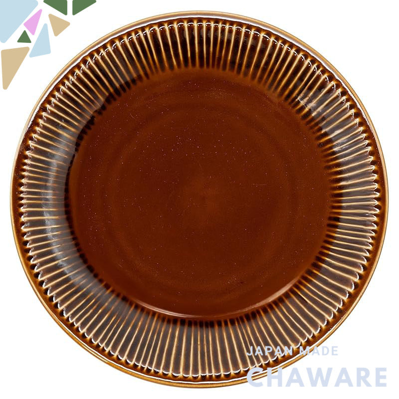 Aito 'Sogi' 21cm Brown Mino Ware Ceramic Plate - Microwave & Dishwasher Safe, Made in Japan