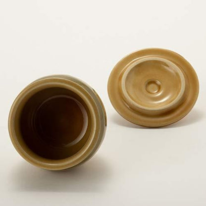 TAMAKI Mini Ceramic Storage Jar Yellow Seto Glaze 120ml 6.8×8.2cm Made in Japan T-534892