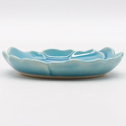 aito 'Katachi' 8cm Mini Plate Button Asagi Blue Seto-Yaki Ceramic - Microwave/Dishwasher Safe, Japan