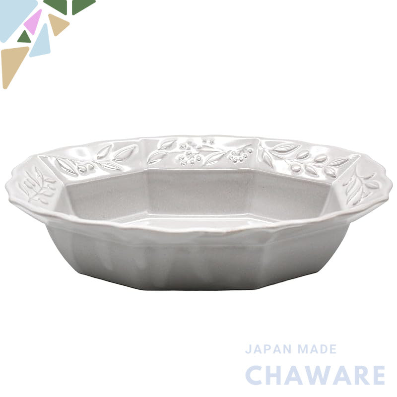 aito Seisakusho "Olive" 19×14cm Seto Ceramic Curry & Salad Plate – Relief Design, Microwave & Dishwasher Safe, Made in J