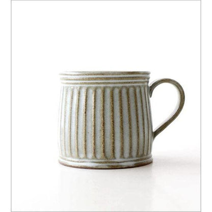 Rococo Seto Ware Ceramic Coffee Mug 200ml — Japanese-Made Modern Shinogi Ridged Design, Microwave & Dishwasher Safe (11×8×8 cm)