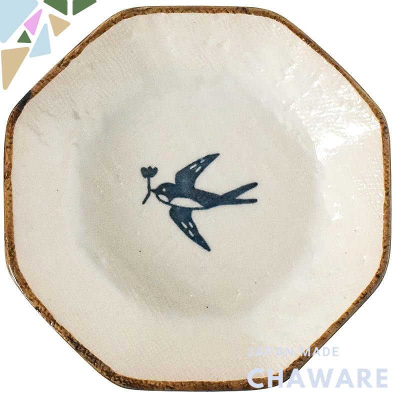 aito Seisakusho "Fortune" 11cm Octagonal Seto Ware Ceramic Small Plate, Microwave & Dishwasher Safe, Made in Japan