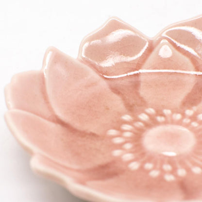 aito 'Katachi' 8cm Small Ceramic Plate Anemone Coral Pink Seto-yaki Microwave & Dishwasher Safe Japan