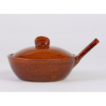 Nagatani-en Iga-yaki Egg Baker 12cm CK-69 - Microwave/Oven/Direct Flame Safe, Brown Glaze, Japan