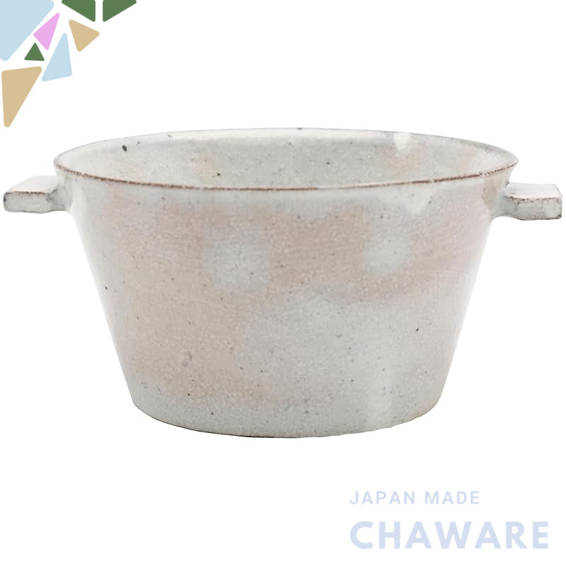 Mino Ware Kohiki Ear-Handled Straight-Sided Small Bowl, 16 x 7 cm — Made in Japan