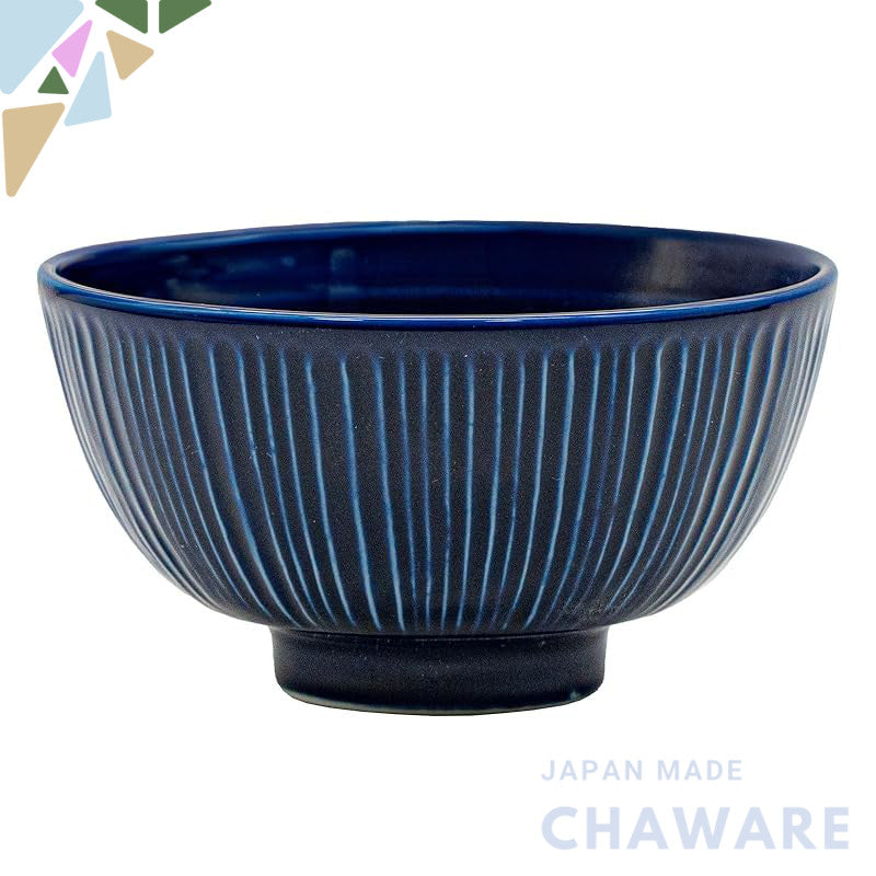aito Seisakusho Sogi 11cm Navy Mino Ware Rice Bowl - Microwave & Dishwasher Safe, Japanese Made