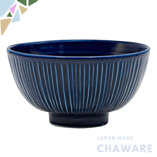 aito Seisakusho Sogi 11cm Navy Mino Ware Rice Bowl - Microwave & Dishwasher Safe, Japanese Made