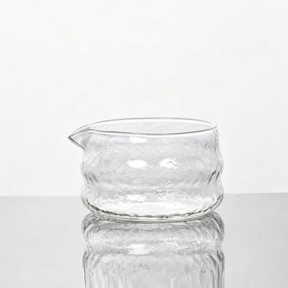 MiniMood Glass Matcha Bowl 13cm 600ml Clear Japanese Tea Ceremony Traditional Cloud Design Gift