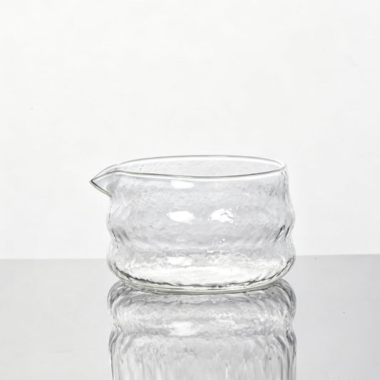 MiniMood Glass Matcha Bowl 13cm 600ml Clear Japanese Tea Ceremony Traditional Cloud Design Gift