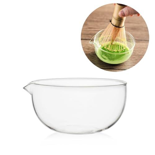 Clear Heat-Resistant Glass Matcha Tea Bowl, 11.5cm Wide x 6.2cm High, Tea Ceremony Practice