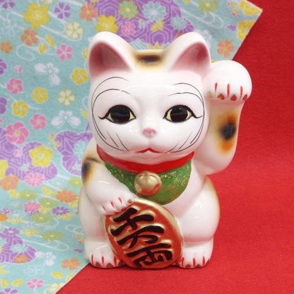 Left-Paw Maneki Neko Piggy Bank - Seto Ware Ceramic Lucky Cat Coin Bank, Made in Japan