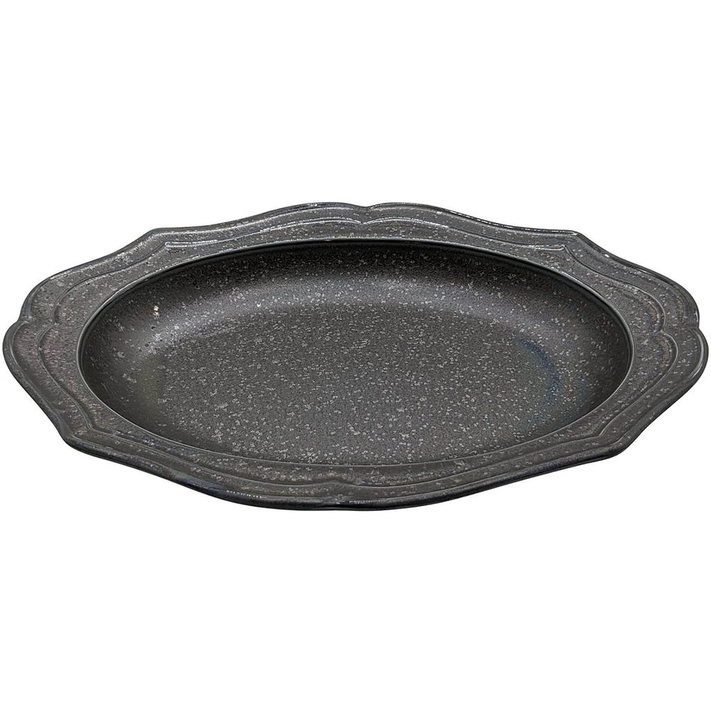 Cadre Mino Ware Antique-Style Oval Relief Ceramic Plate/Bowl – Microwave-Safe, Made in Japan