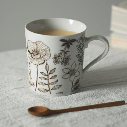 Aito Flower Pattern Lightweight Mino Ware Ceramic Mug 340ml (9x9cm) Dishwasher/Microwave Safe Japan