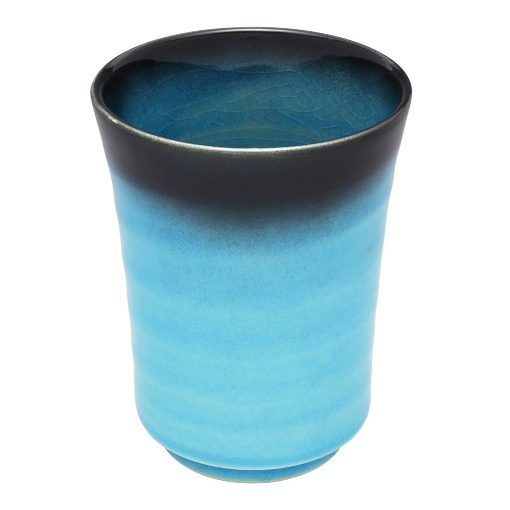 Minoyaki Higashiyama Kiln "Turquoise Blue" Tea Cup, Capacity approximately 190ml, Dimensions approximately 7cm in diameter × 9.5cm in height, Stylish Japanese Tableware, Made in Japan, 551-0062.