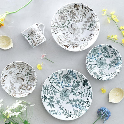 AITO Flower Pattern Lightweight Mino-yaki Pasta Plate L 23cm Dishwasher/Microwave Safe Japan-made