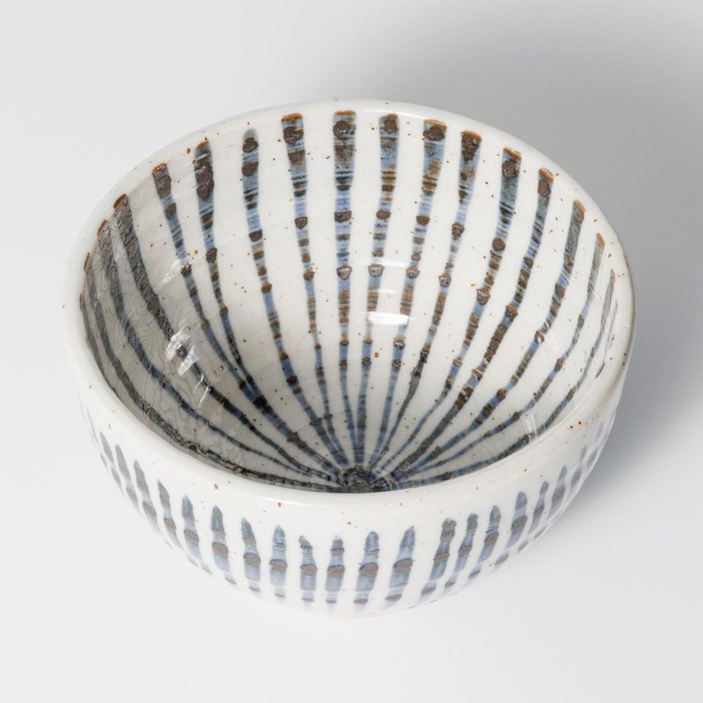 Seto Ware Cobalt-Blue Striped Rice Bowl – Microwave & Dishwasher Safe, Made in Japan