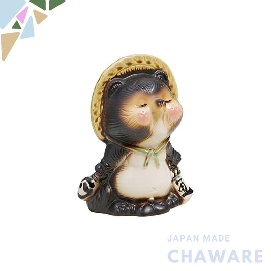 Shigaraki Ceramic Tanuki (Male) Good Luck Statue — 15×19.5 cm, Made in Japan