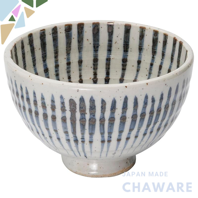 Seto Ware Cobalt-Blue Striped Rice Bowl – Microwave & Dishwasher Safe, Made in Japan