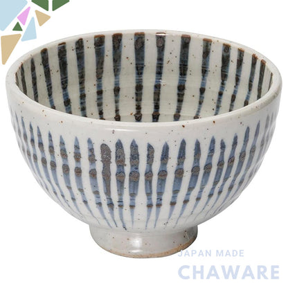Seto Ware Cobalt-Blue Striped Rice Bowl – Microwave & Dishwasher Safe, Made in Japan