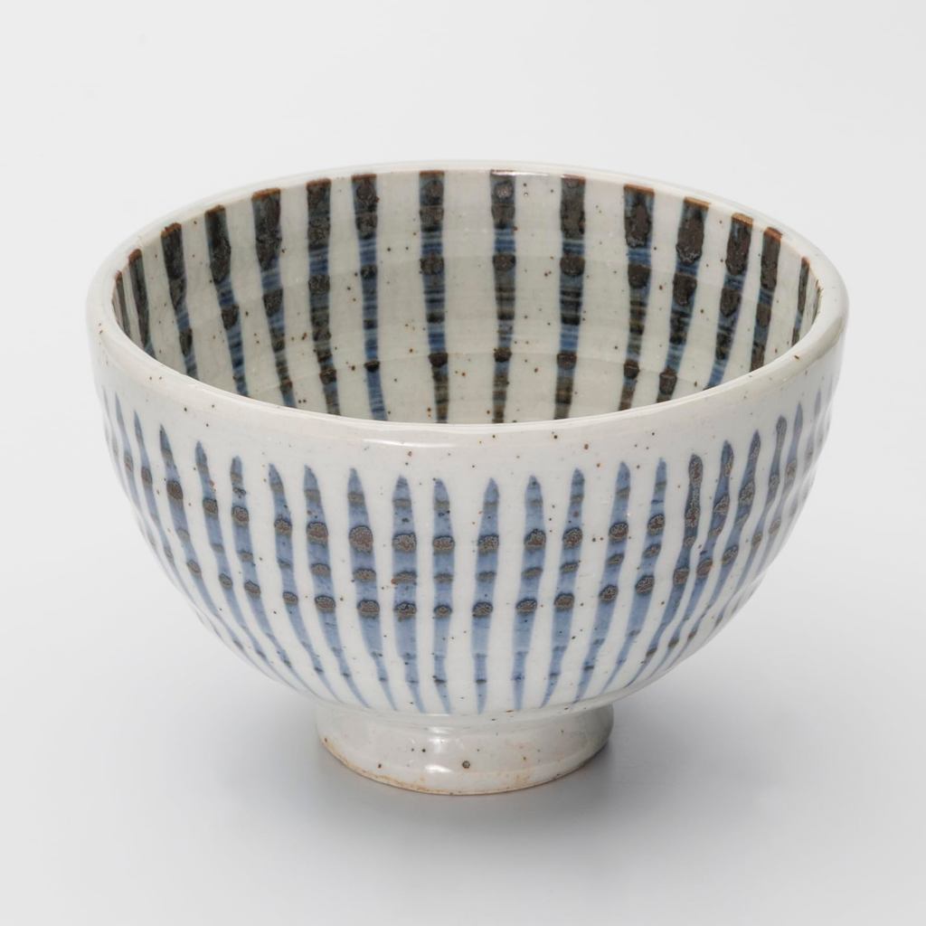 Seto Ware Cobalt-Blue Striped Rice Bowl – Microwave & Dishwasher Safe, Made in Japan
