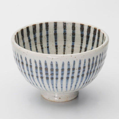 Seto Ware Cobalt-Blue Striped Rice Bowl – Microwave & Dishwasher Safe, Made in Japan