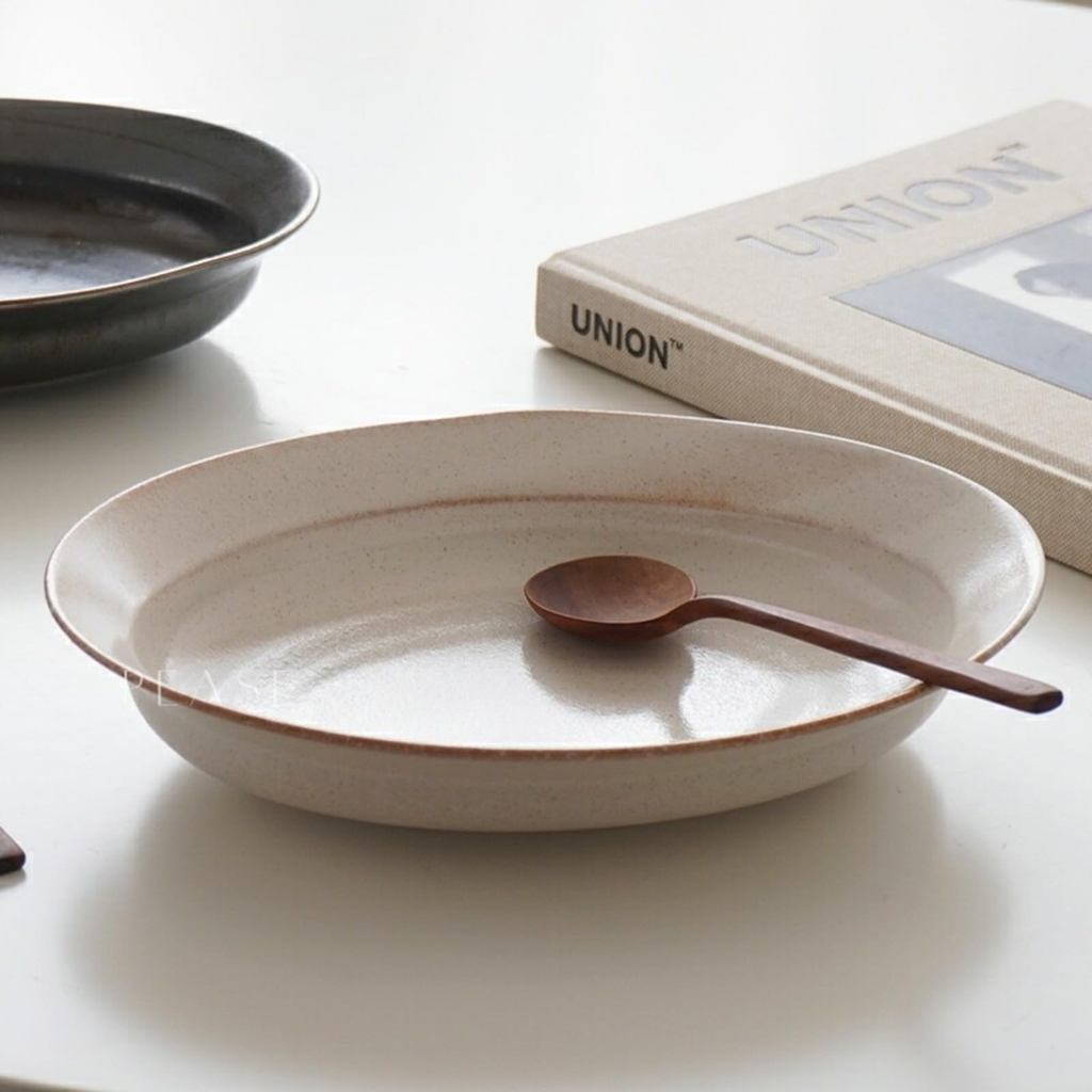 Seto-yaki Deep Ceramic Plate – Made in Japan, Microwave & Dishwasher Safe, Multipurpose Pasta/Curry/Salad Dish