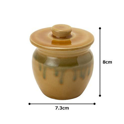 TAMAKI Mini Ceramic Storage Jar Yellow Seto Glaze 120ml 6.8×8.2cm Made in Japan T-534892