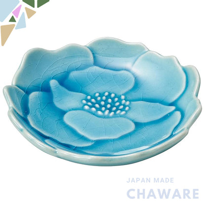 aito 'Katachi' 8cm Mini Plate Button Asagi Blue Seto-Yaki Ceramic - Microwave/Dishwasher Safe, Japan