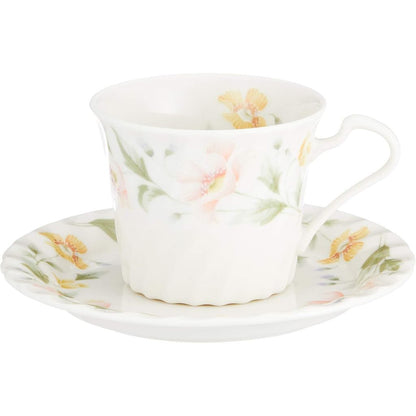 Ale-net 5pc Porcelain Coffee Cup & Saucer Set 200cc (Ø8.3×H6cm) Mino-yaki Florence Japan - Guest Use