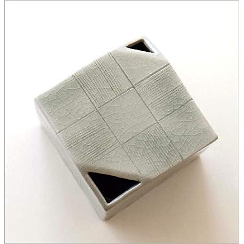 Elegant Seto Ware Ceramic Vase, Made in Japan, Ichimatsu Comb-Check Cube Design Stylish