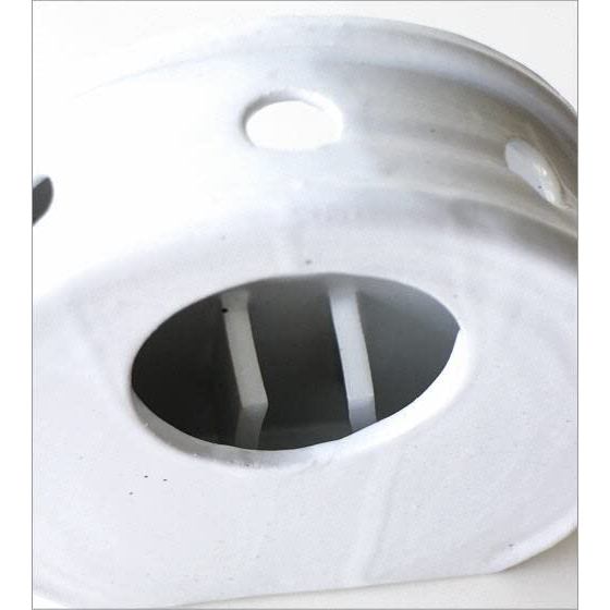 Seto ceramic vase Japan modern white round-cutout design with built-in flower partition tabletop