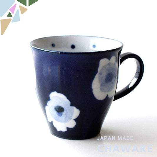 RURI Ceramic Mug - Japanese Seto-yaki Porcelain, Wafu Modern Cute Chic Design, Made in Japan